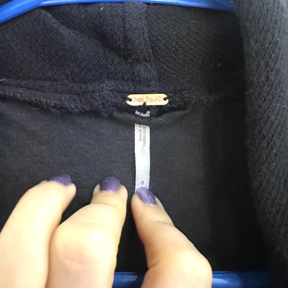 Rare Free People Black Denim Cowl Detail Jacket - Picture 6 of 10